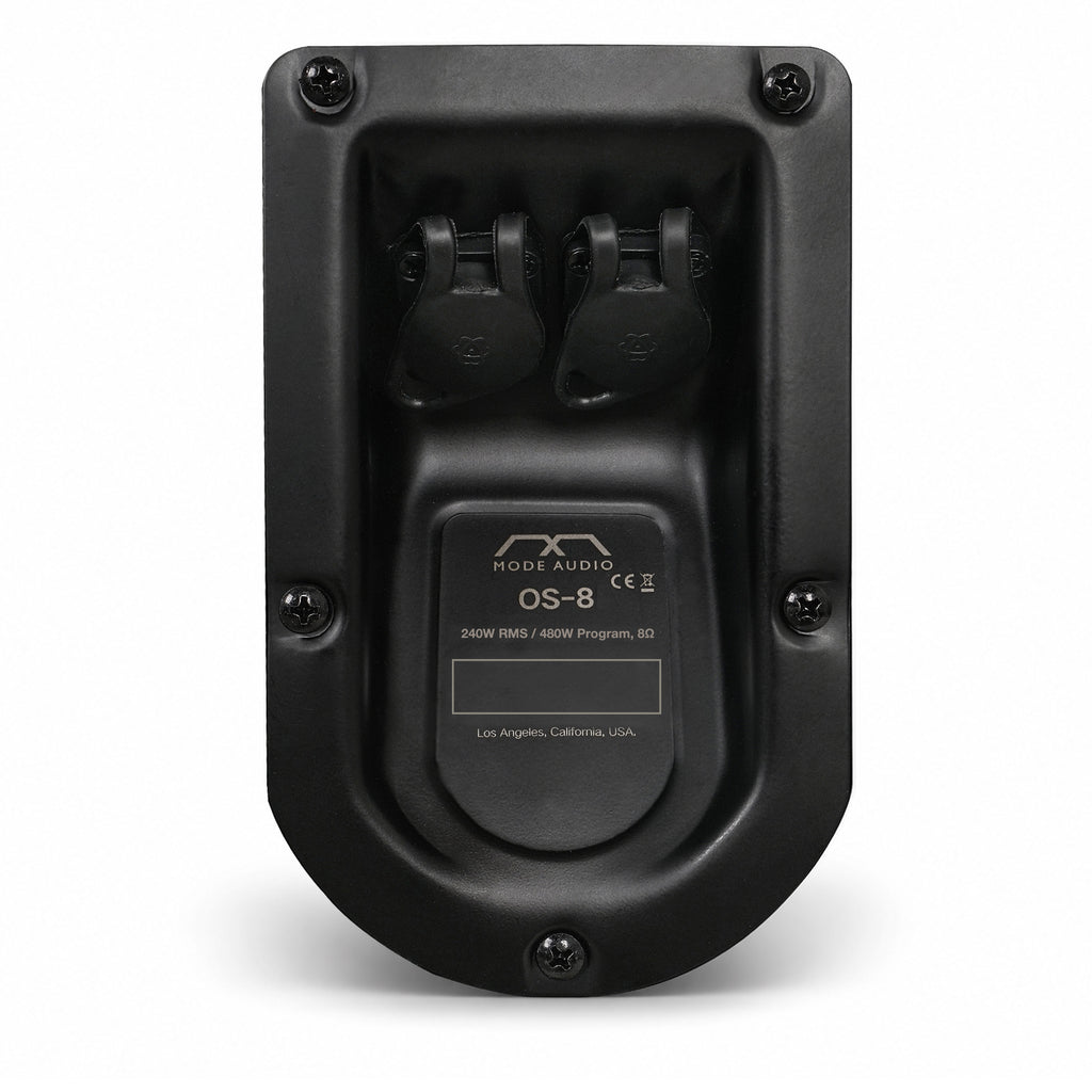MODE Audio OS-8 | MODE Audio OS Series 8" 480W Full-Range Point Source Loudspeaker w/ LAVOCE Neodymium Drivers, Rotatable Horn, Weatherproof, U-Bracket, Black - Speaker Terminal