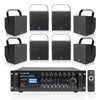 PAC1000X8TT8B | 8-Zone 70V/100V Commercial Power Amplifier with Bluetooth and 8 x 8” Surface-Mount Coaxial Speakers for Outdoor Installation, Black