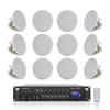 Sound Town PAC180X12CS6N | 6-Zone 70V/100V Commercial Bluetooth Amplifier and 12 x Two-Way 6.5“ In-Ceiling Speakers Set, For Restaurants, Bars, Schools, White