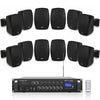 Sound Town PAC180X12VL3B | 6-Zone 70V/100V Commercial Amplifier w/ Bluetooth & 12 x 3" Weatherproof Surface-Mount Speakers for Indoor/Outdoor Installation, Black