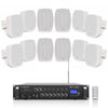 Sound Town PAC180X12VL3W | 6-Zone 70V/100V Commercial Amplifier w/ Bluetooth & 12 x 3" Weatherproof Surface-Mount Speakers for Indoor/Outdoor Installation, White