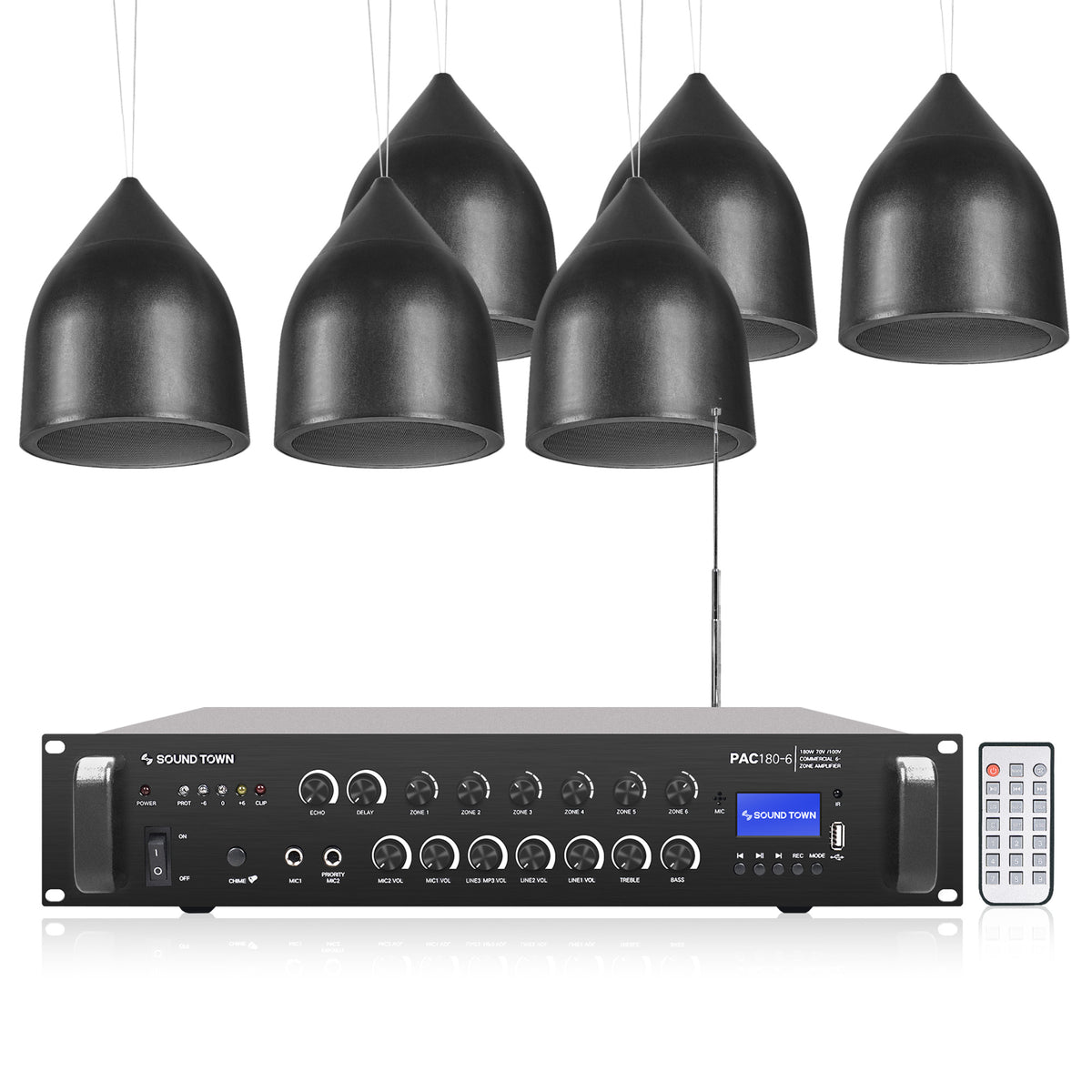 PAC180X6PD6B-6-Zone-70V-100V-