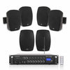 Sound Town PAC180X6VL4B | 6-Zone 70V/100V Commercial Amplifier w/ Bluetooth & 6 x 4" Weatherproof Surface-Mount Speakers for Indoor/Outdoor Installations, Black