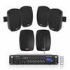 Sound Town PAC180X6VL5B | 6-Zone 70V/100V Commercial Amplifier w/ Bluetooth & 6 x 5.25" Weatherproof Surface-Mount Speakers, Indoor/Outdoor Installations, Black