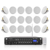 Sound Town PAC360X18CS6N | 6-Zone 70V/100V Commercial Bluetooth Amplifier and 18 x Two-Way 6.5-Inch In-Ceiling Speakers Set, For Homes, Restaurants, Bars, White