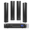 Sound Town PAC360X4CL45B | 6-Zone 70V/100V Commercial Restaurant Amplifier with Bluetooth And 4 x Four 5-Inch Column Speakers, Black