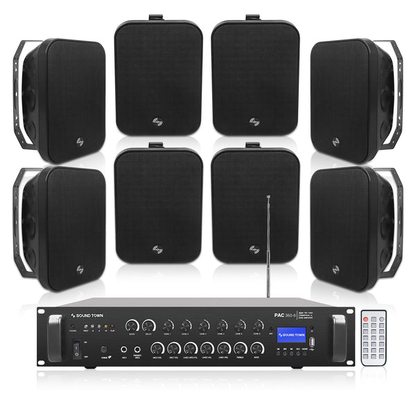 PAC360X8MS6B | 6-Zone 70V/100V Commercial Amplifier and 8 x 6.5