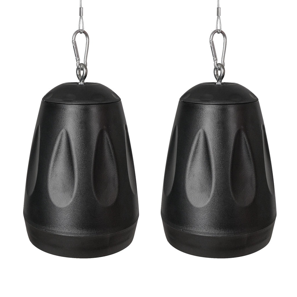 Sound Town PAC80X4PD4B 2-Pack 4" All-Weather Pendant Speakers, IP66, Wall Mount, Landscape, 70V/100V/8-Ohm, Indoor/Outdoor Commercial Installations, Black - Hanging, Suspended from Ceiling, for Restaurants and Bars