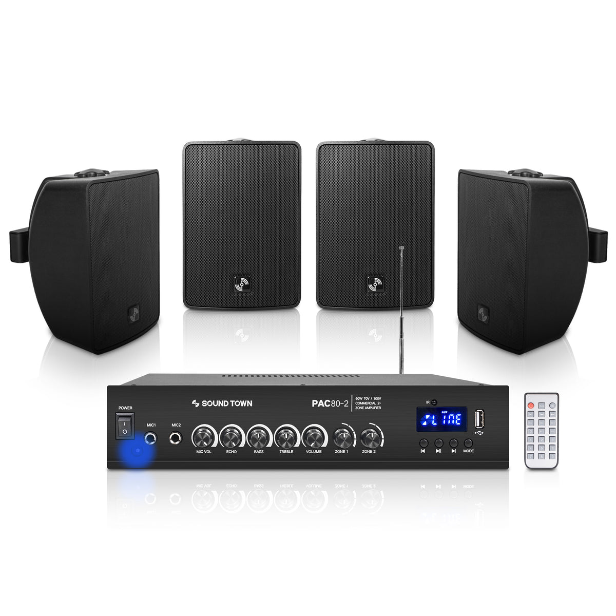 PAC80X4TV4B-2-Zone-70V-100V-
