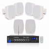 Sound Town PAC80X6VL3W | 2-Zone 70V/100V Commercial Amplifier w/Bluetooth and 6 x 3" Weatherproof Surface-Mount Speakers for Indoor/Outdoor Installations, White