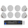 Sound Town PAC80X8CS4N | 2-Zone 70V/100V Commercial Bluetooth Amplifier and 8 x Two-Way 4.5-Inch In-Ceiling Speakers Set, For Restaurants, Bars, Schools, White