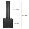 Sound Town PS-18SK12PW | CARPO Series Powered 18-inch Subwoofer and High-Power Column Line Array Speaker Set, w/ DSP, TWS Bluetooth, Birch Plywood, Black - Size and Dimensions