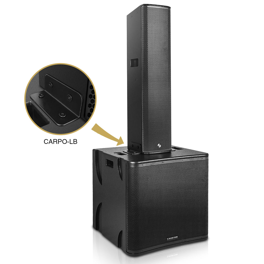 Sound Town PS-18SK8PW | Powered Column Array Speaker System with 1600W 18" Subwoofer, DSP, TWS Bluetooth, Ground-Stack Mount for PA Installations, Black - Mounting Bracket Included