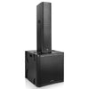 Sound Town PS-18SK8PW | Powered Column Array Speaker System with 1600W 18" Subwoofer, DSP, TWS Bluetooth, Ground-Stack Mount for PA Installations, Black - Right Angle 