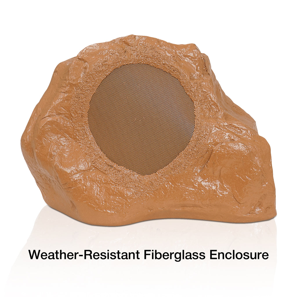 Sound Town ROCK-82BR-PAIR | Pair of 2-Way 8" High Fidelity Passive Outdoor Rock Speakers, Weather-Resistant, 70V/100V/8-Ohm - Fiberglass Enclosure 
