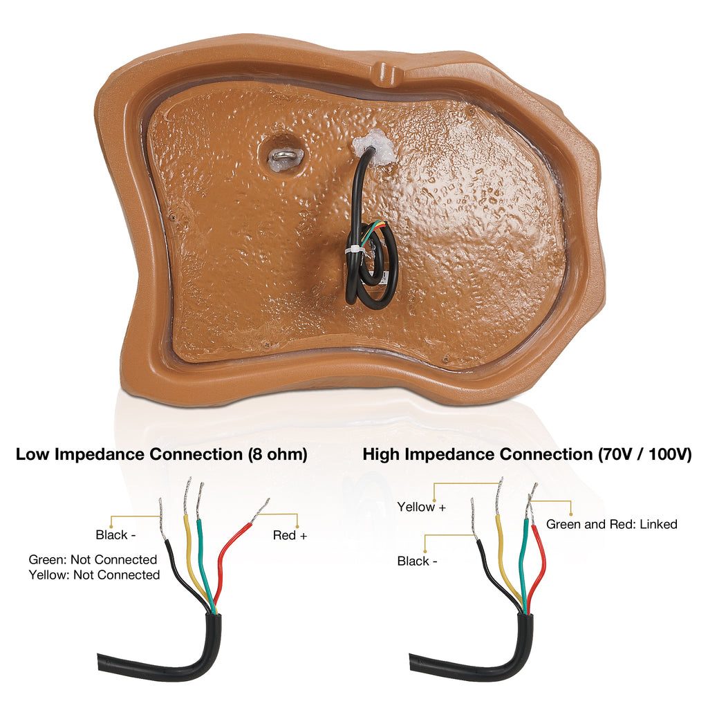 Sound Town ROCK-82BR-PAIR | Pair of 2-Way 8" High Fidelity Passive Outdoor Rock Speakers, Weather-Resistant, 70V/100V/8-Ohm - Wiring Diagram