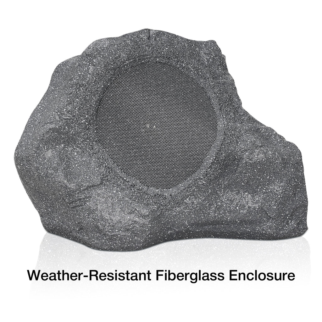 Sound Town ROCK-82G-PAIR | Pair of 2-Way 8" High Fidelity Passive Outdoor Rock Speakers, Weather-Resistant, 70V/100V/8-Ohm, for Commercial Installation - Fiberglass Enclosure 