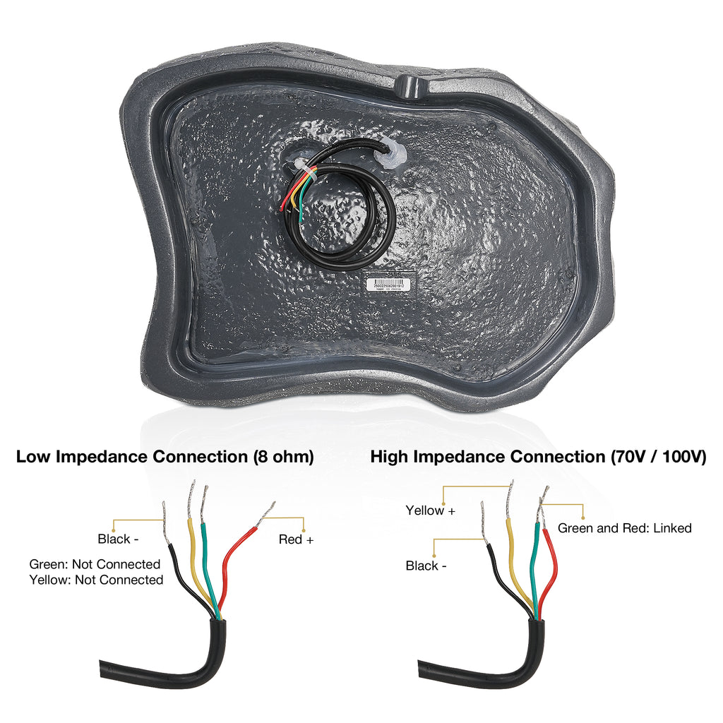 Sound Town ROCK-82G-PAIR | Pair of 2-Way 8" High Fidelity Passive Outdoor Rock Speakers, Weather-Resistant, 70V/100V/8-Ohm, for Commercial Installation - Wiring Diagram