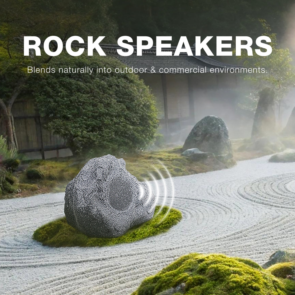 Sound Town ROCK Series Speakers, 2 Way High Fidelity Passive Outdoor Rock Speakers Weather Resistant 70V 100V 8 Ohm for Lawns, Patios, Decks, Pools, Spas, and Gardens