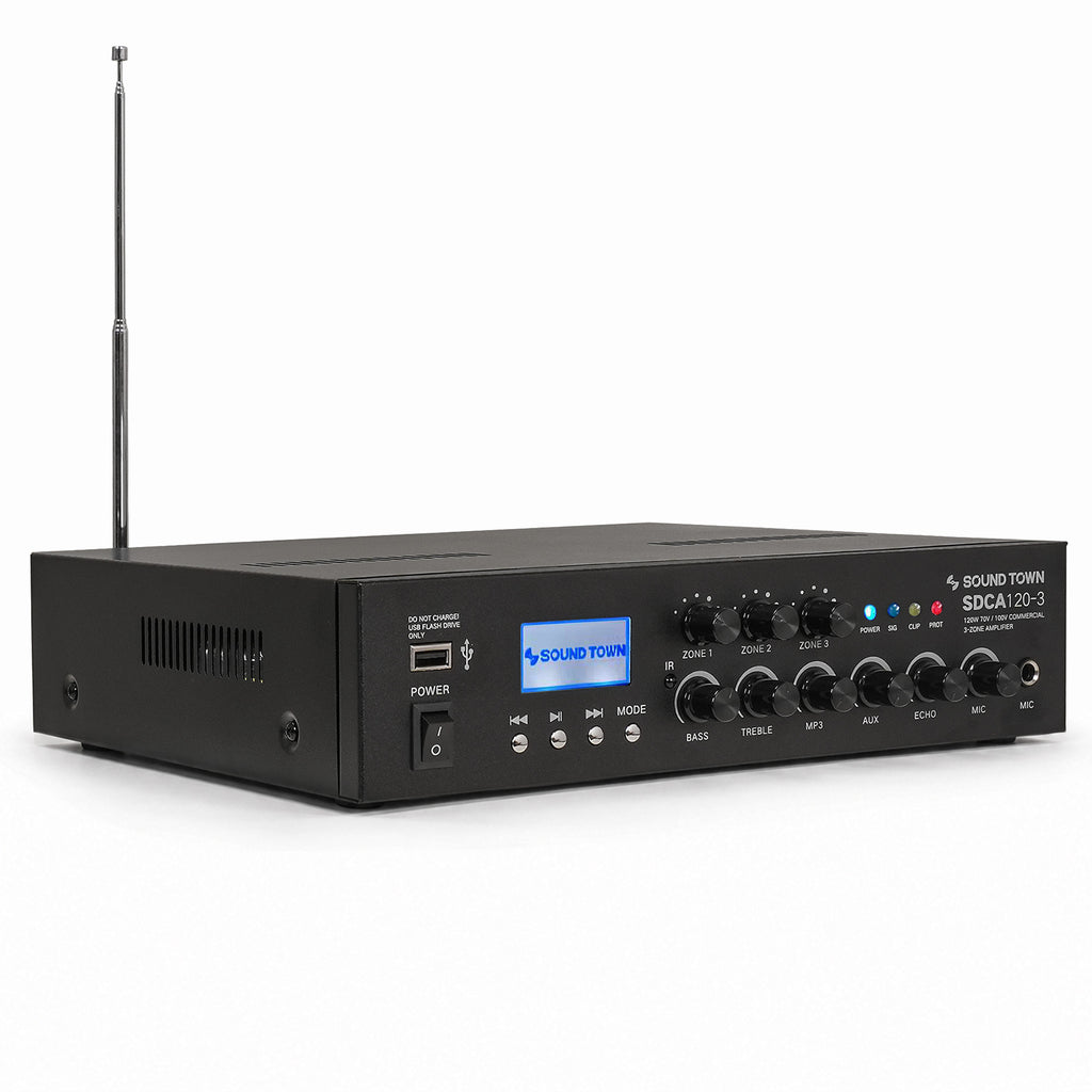 SDCA120-3 | 120W 3-Zone 70V/100V Commercial Class-D Power Amplifier with Bluetooth for Restaurants, Lounges, Bars, Pubs, Warehouses, Multi-Zone Installation - Right View
