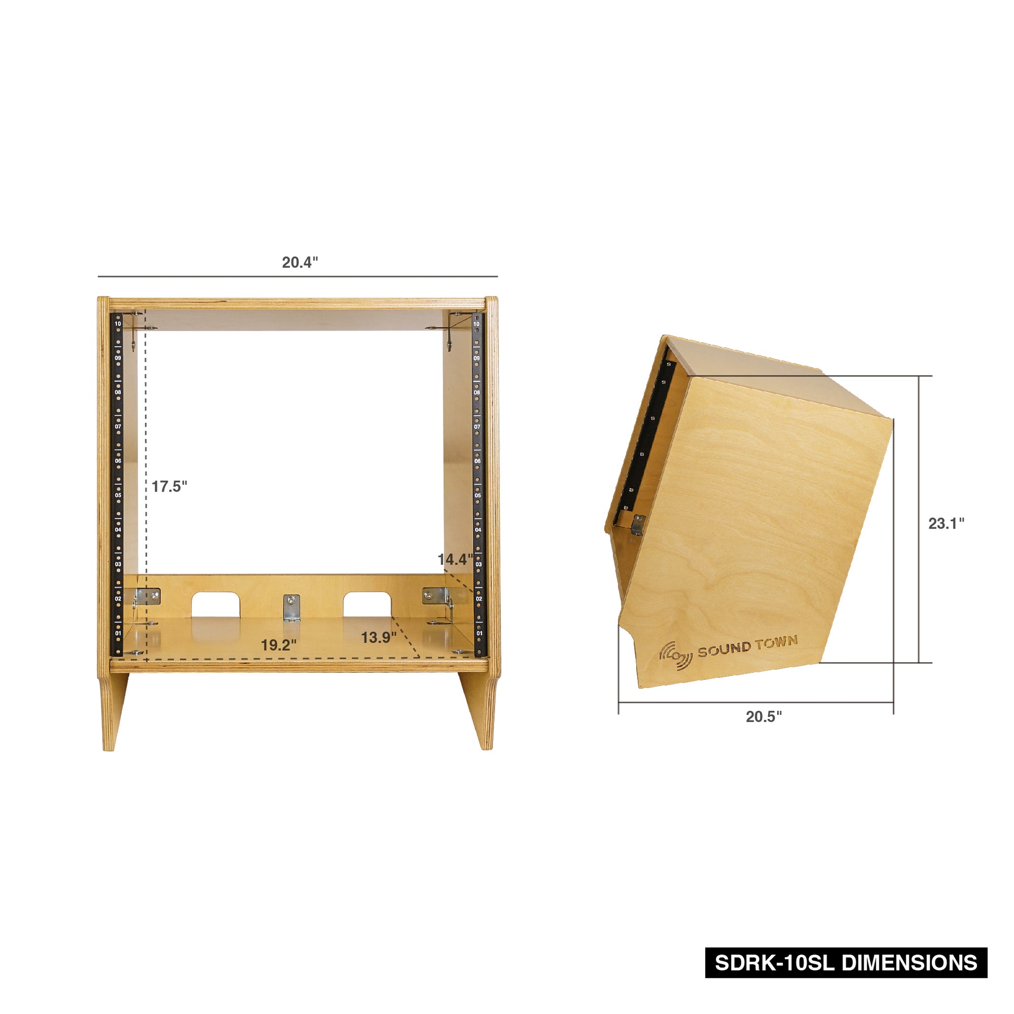 SDRK-10SL | DIY 10U Angled Desktop Turret Studio Rack with Plywood ...