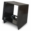 Sound Town SDRK-10SLD | DIY 10U Slanted Desktop Turret Studio Rack for Home Studio and Recording Room, Baltic Birch Plywood, Black Espresso - Left View