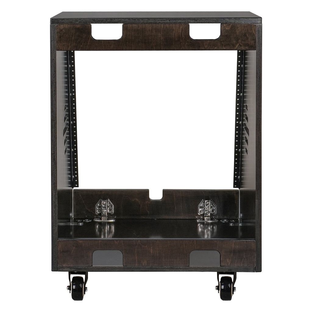 Sound Town SDRK-12TD | DIY 12U Slanted Studio Rack with 2U Lower Storage, Casters, for Home Studio and Recording Room, Baltic Birch Plywood, Black Espresso - Back Panel