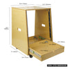 Sound Town SDRK-12TD2-R REFURBISHED: 12U DIY Slanted Studio Rack with 12U Rack Space, Extra 2U Drawer, Plywood, Rubber Feet, Casters, Golden Oak - Size and Dimensions