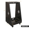 Sound Town SDRK-16TD | DIY 16U Slanted Studio Rack with 2U Lower Storage, Casters, for Home Studio and Recording Room, Baltic Birch Plywood, Black Espresso - Size and Dimensions
