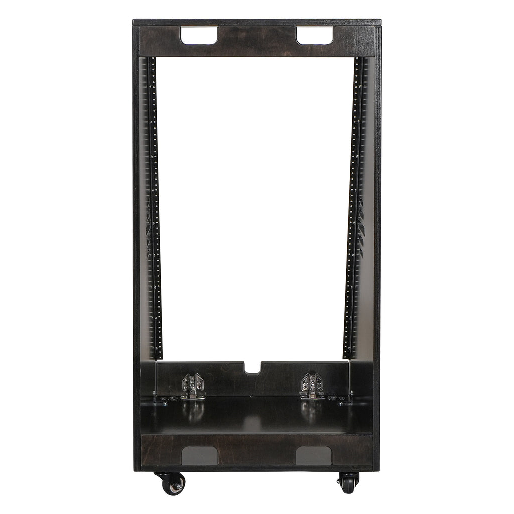 Sound Town SDRK-20TD | DIY 20U Slanted Studio Rack with 2U Lower Storage, Casters, for Home Studio and Recording Room, Baltic Birch Plywood, Black Espresso - Back Panel