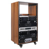 Sound Town SDRK-20WN-R REFURBISHED: DIY 20U Space Studio Equipment Rack w/ Furniture Grade Walnut Laminate, Rubber Feet, Casters - Line Switcher, Power Amplifier, Microphone System, Crossover Organization