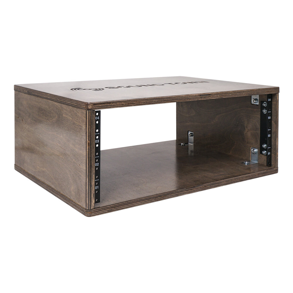 Sound Town SDRK-4B-R | REFURBISHED: 4U (4-Space) Studio Equipment Rack with Birch Plywood, for Recording Room, PA/DJ Pro Audio, Home Audio, Weathered Brown - Audio Gear, Server