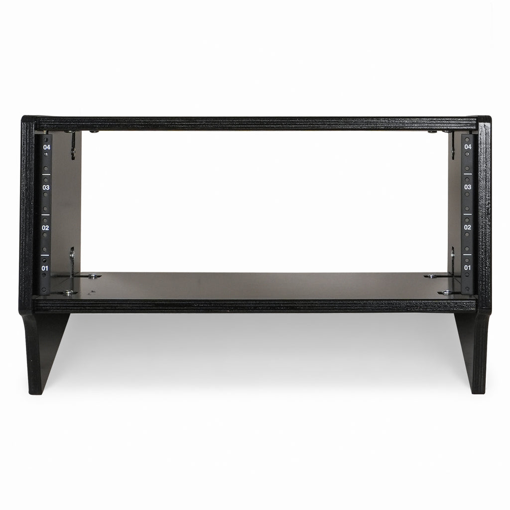 Sound Town SDRK-6SLD | DIY 6U Slanted Desktop Turret Studio Rack for Home Studio and Recording Room, Baltic Birch Plywood, Black Espresso - Front Panel