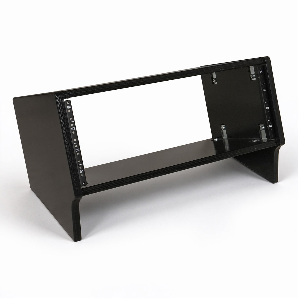 Sound Town SDRK-6SLD | DIY 6U Slanted Desktop Turret Studio Rack for Home Studio and Recording Room, Baltic Birch Plywood, Black Espresso - Right View