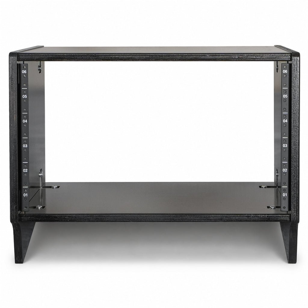 Sound Town SDRK-6SLD | DIY 6U Slanted Desktop Turret Studio Rack for Home Studio and Recording Room, Baltic Birch Plywood, Black Espresso - Front Panel