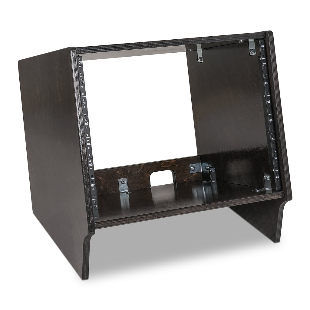 Sound Town SDRK-8SLD | DIY 8U Angled Desktop Turret Studio Rack for Home Studio and Recording Room, Baltic Birch Plywood, Black Espresso - Right Side Panel