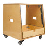 Sound Town SDRK-8TD2-R | REFURBISHED: 8U DIY Slanted Studio Rack with 8U Rack Space, Extra 2U Drawer, Plywood, Rubber Feet, Casters, Golden Oak - Angled Design