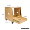 Sound Town SDRK-8TD2-R | REFURBISHED: 8U DIY Slanted Studio Rack with 8U Rack Space, Extra 2U Drawer, Plywood, Rubber Feet, Casters, Golden Oak - Size and Dimensions