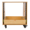 Sound Town SDRK-8TD2-R | REFURBISHED: 8U DIY Slanted Studio Rack with 8U Rack Space, Extra 2U Drawer, Plywood, Rubber Feet, Casters, Golden Oak - Rackmount, Rack-mountable