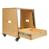 Sound Town SDRK-8TD2-R | REFURBISHED: 8U DIY Slanted Studio Rack with 8U Rack Space, Extra 2U Drawer, Plywood, Rubber Feet, Casters, Golden Oak - Pull-Out Tray for Accessory Storage