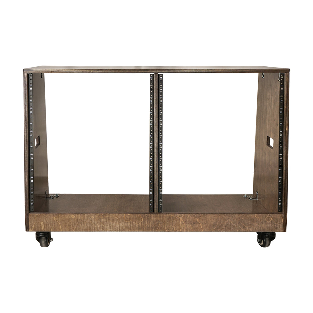 Sound Town SDRK-D12TB DIY 2 x 12U Slanted Studio Rack with Baltic Birch Plywood, Casters, Weathered Gray, for Recording Room, Home Studio - Server Devices