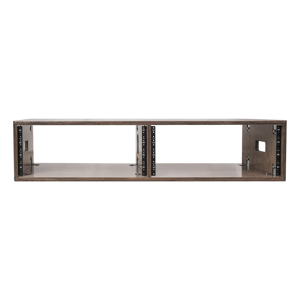 Sound Town SDRK-D4B 2 x 4U (4-Space) Double Bay Studio Equipment Rack, Weathered Brown Plywood, for Recording Room, Home Studio
