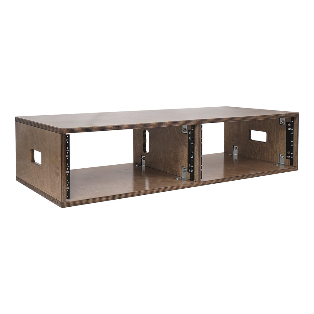 Sound Town SDRK-D4B-R 2 x 4U (4-Space) Double Bay Studio Equipment Rack, Weathered Brown Plywood, for Recording Room, Home Studio, Refurbished - Right Panel