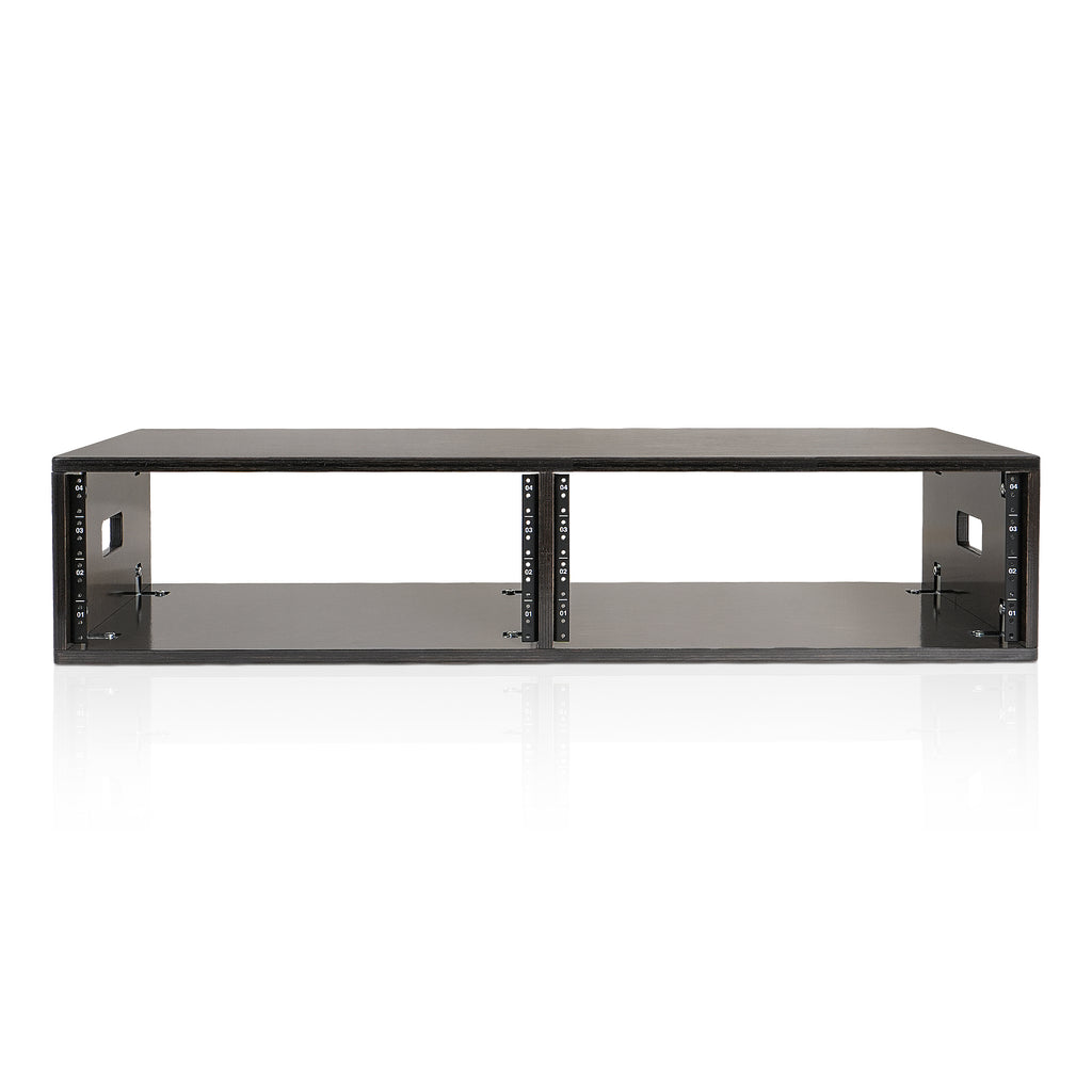 Sound Town SDRK-D4D | DIY 2 x 4U Double-Bay Studio Rack for Home Studio and Recording Room, Baltic Birch Plywood, Black Espresso - Front Panel