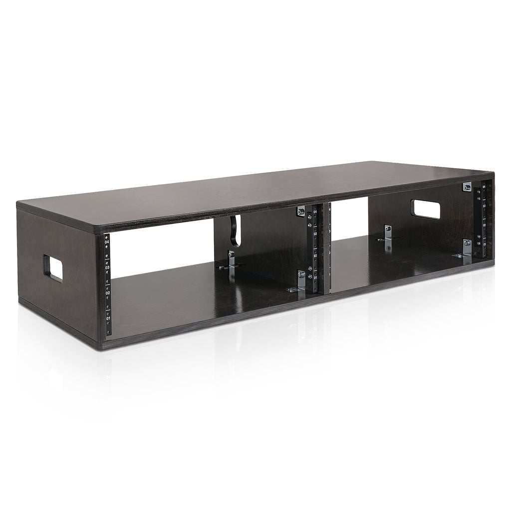 Sound Town SDRK-D4D | DIY 2 x 4U Double-Bay Studio Rack for Home Studio and Recording Room, Baltic Birch Plywood, Black Espresso - Right Side Panel