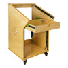 Sound Town SDRK-M11X10 | DIY Studio Rack with 11U Slant Mixer Top, 10U Front, 2U Drawer, Rubber Feet, Casters, Baltic Plywood, Golden Oak - Ventilation Cutouts
