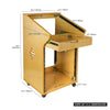 Sound Towm SDRK-M11X12 | DIY Studio Rack with 11U Slant Mixer Top, 12U Front, 2U Drawer, Rubber Feet, Casters, Baltic Plywood, Golden Oak - Size and Dimensions