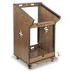 Sound Town SDRK-M11X12B-R | REFURBISHED: DIY Studio Rack with 11U Slant Mixer Top, 10U Front Rack, 2U Bottom Storage, Casters, Rubber Feet, Baltic Plywood, Weathered Brown - Flip Open Cover