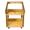 Sound Town SDRK-M11X8-R | REFURBISHED: DIY Studio Rack with 11U Slant Mixer Top, 8U Front, 2U Drawer, Rubber Feet, Casters, Baltic Plywood, Golden Oak - Front View, Rack Mountable
