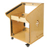 Sound Town SDRK-M11X8-R | REFURBISHED: DIY Studio Rack with 11U Slant Mixer Top, 8U Front, 2U Drawer, Rubber Feet, Casters, Baltic Plywood, Golden Oak - Right View